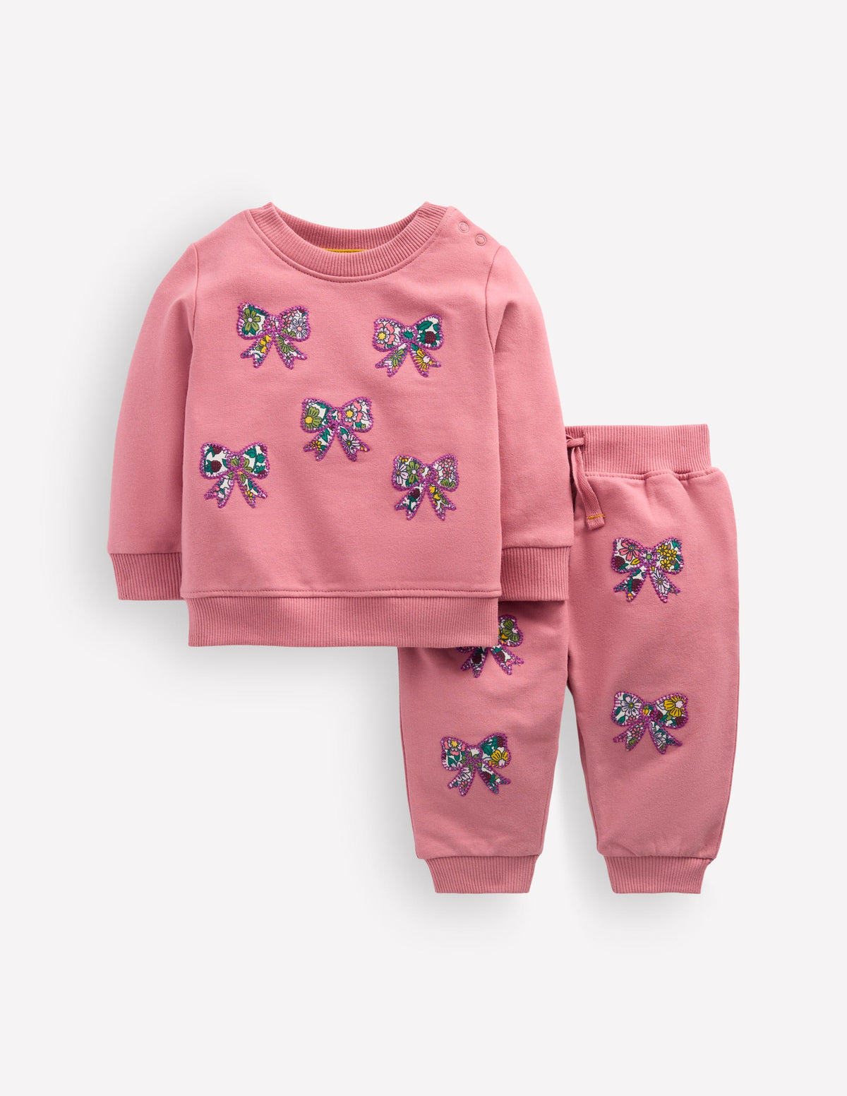 Appliqué Sweatshirt Set-Vintage Rose Applique Bows - Image 1