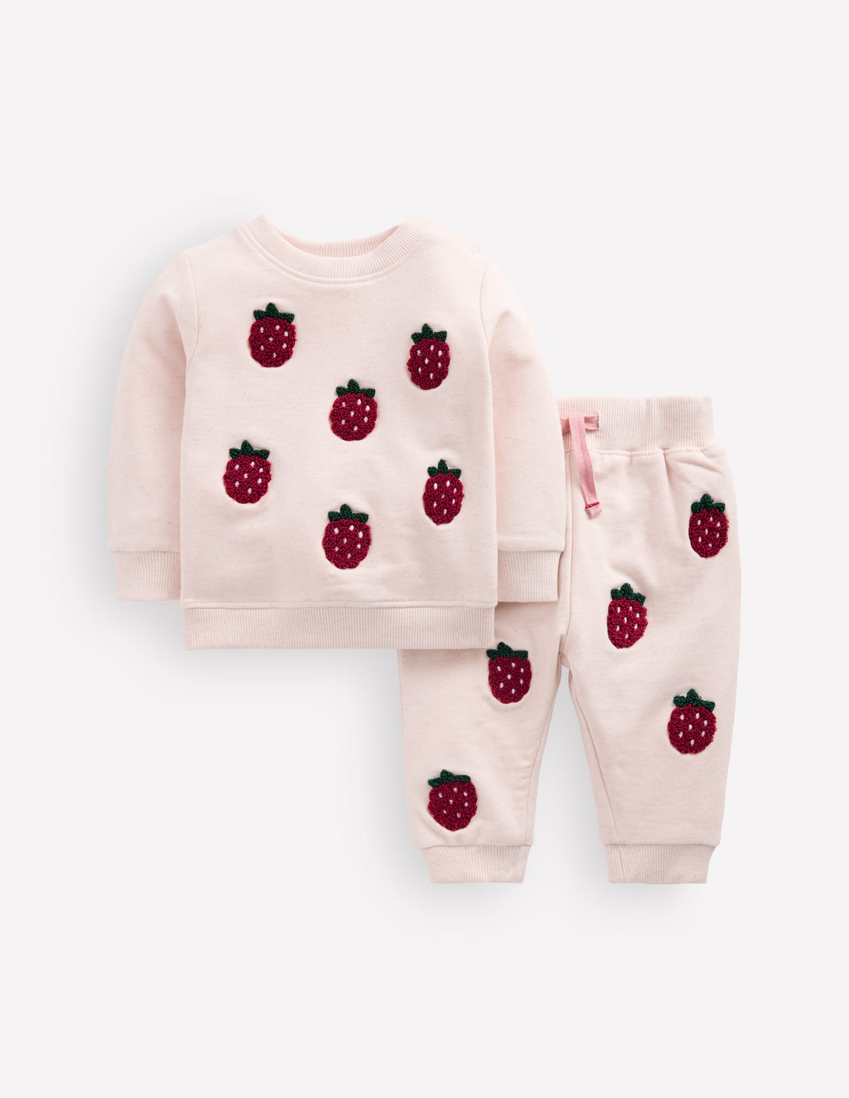 Appliqué Sweatshirt Set-Oatmeal Raspberries-1