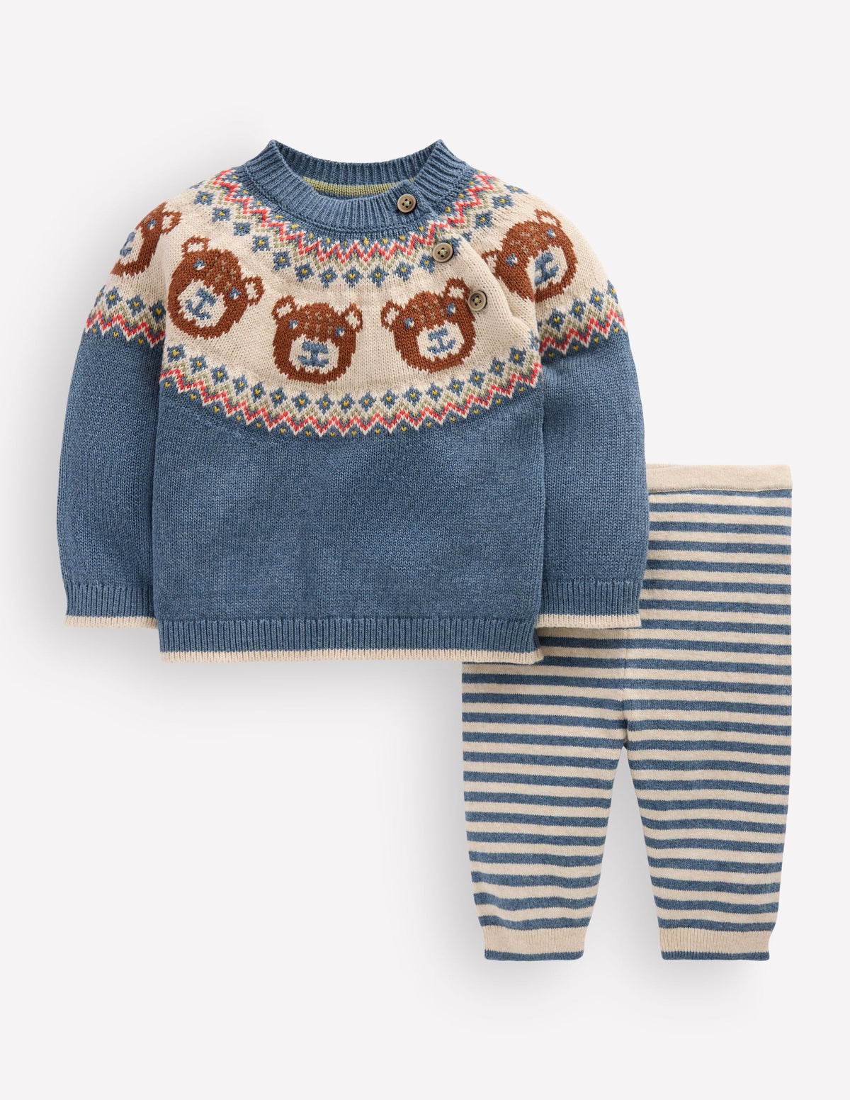 Fair Isle Knitted Play Set-Denim Blue Bear Fair Isle-1
