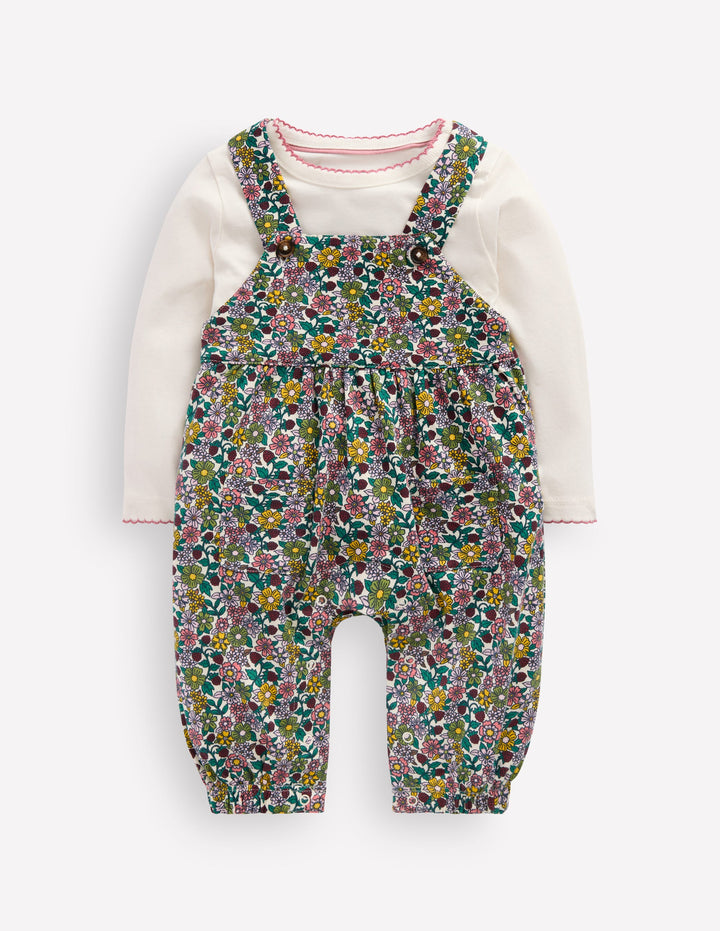 Jersey Overalls Set-Raspberry Multi Floral