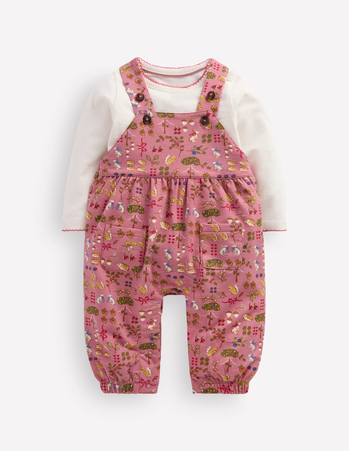 Jersey Overalls Set-Pink Woodland - Image 1