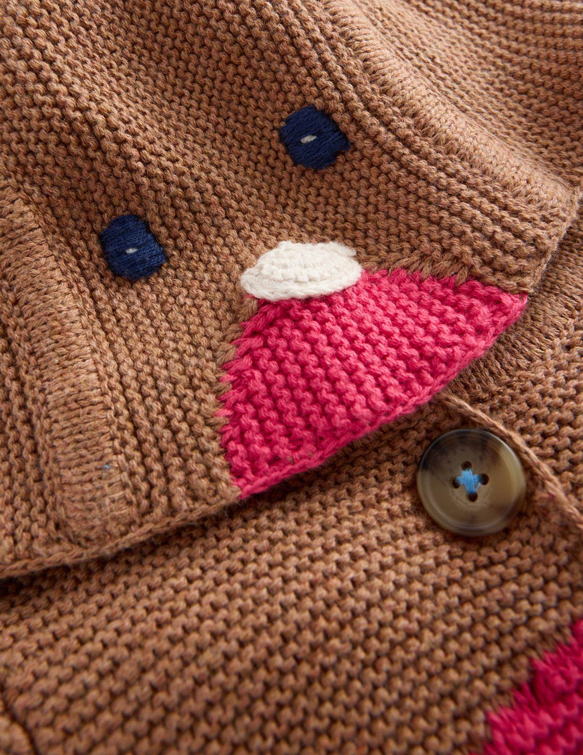 Novelty Cotton Knitted Jacket-Soft Brown Robin-2