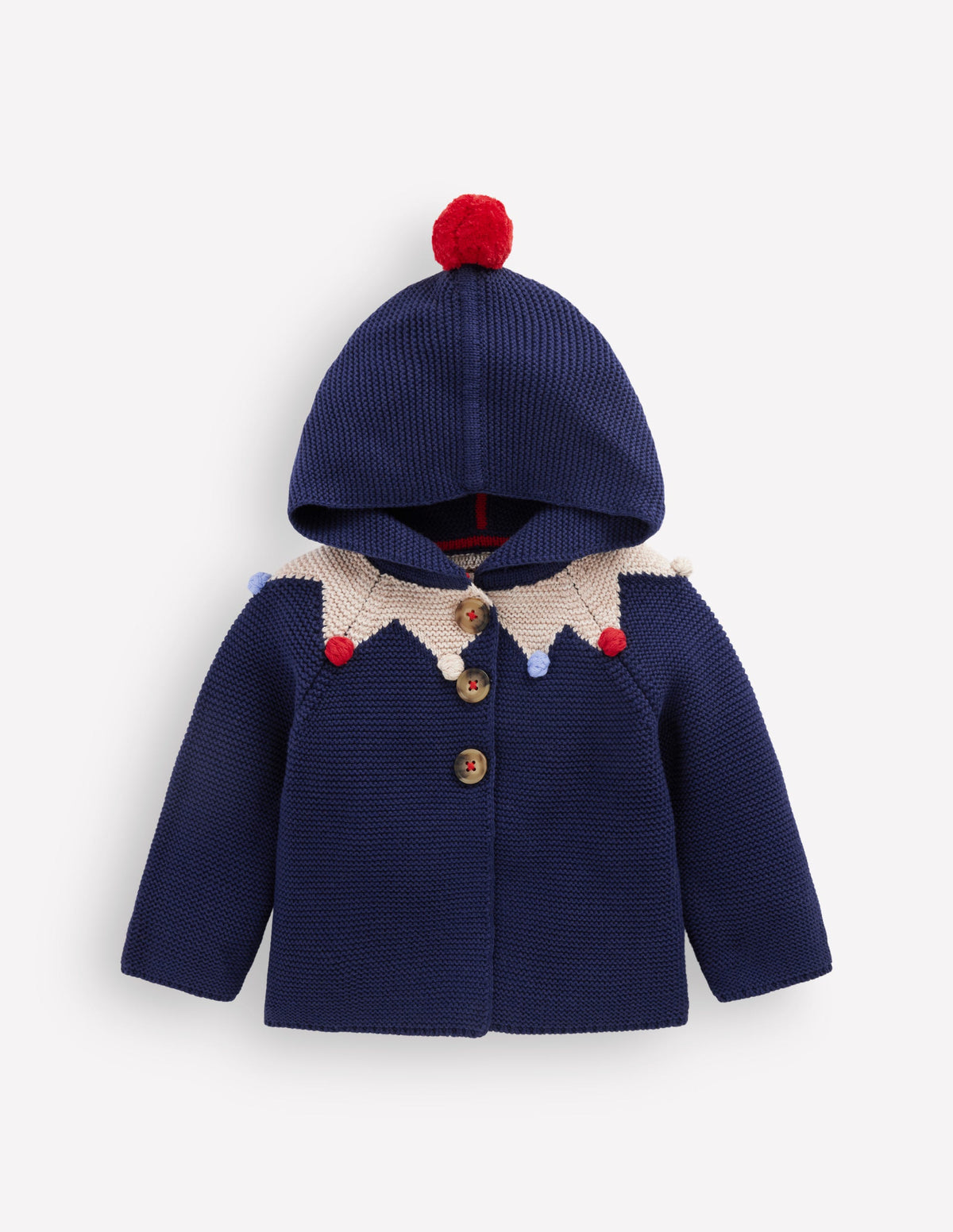 Novelty Cotton Knitted Jacket-College Navy Jester - Image 1