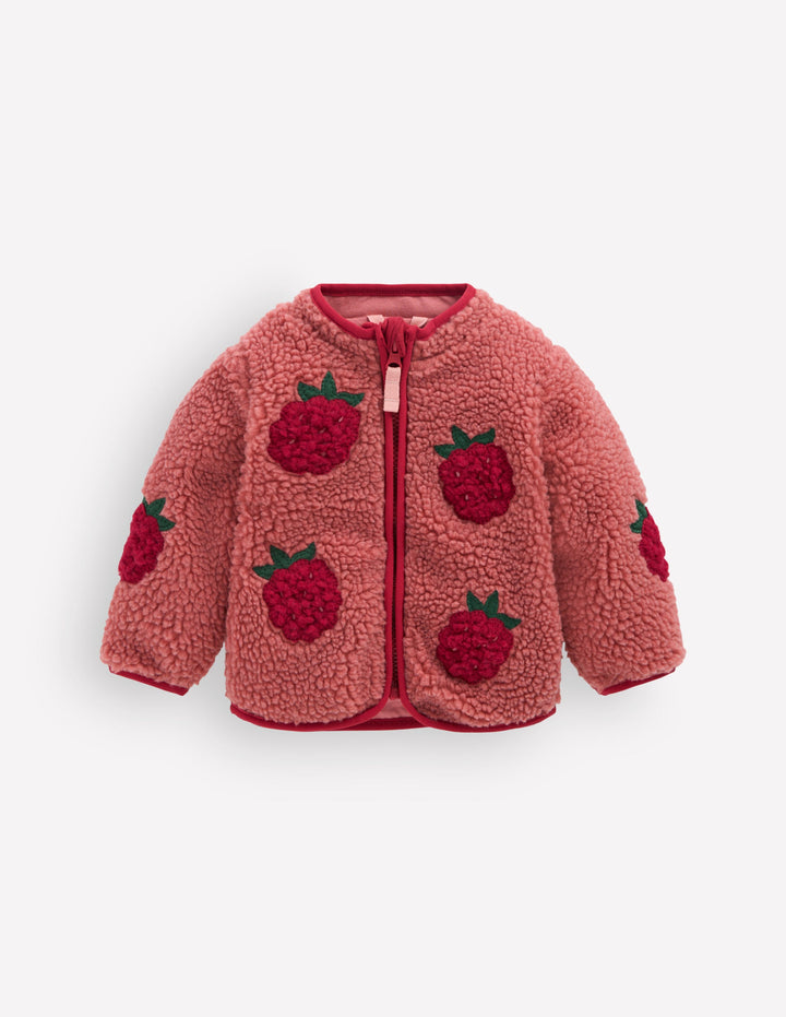 Cosy Borg Jacket-Rose Blackberry Applique