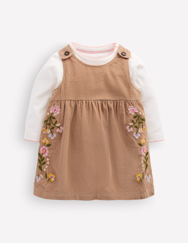 Embroidered Pinny Dress Set-Ginger Embroidery