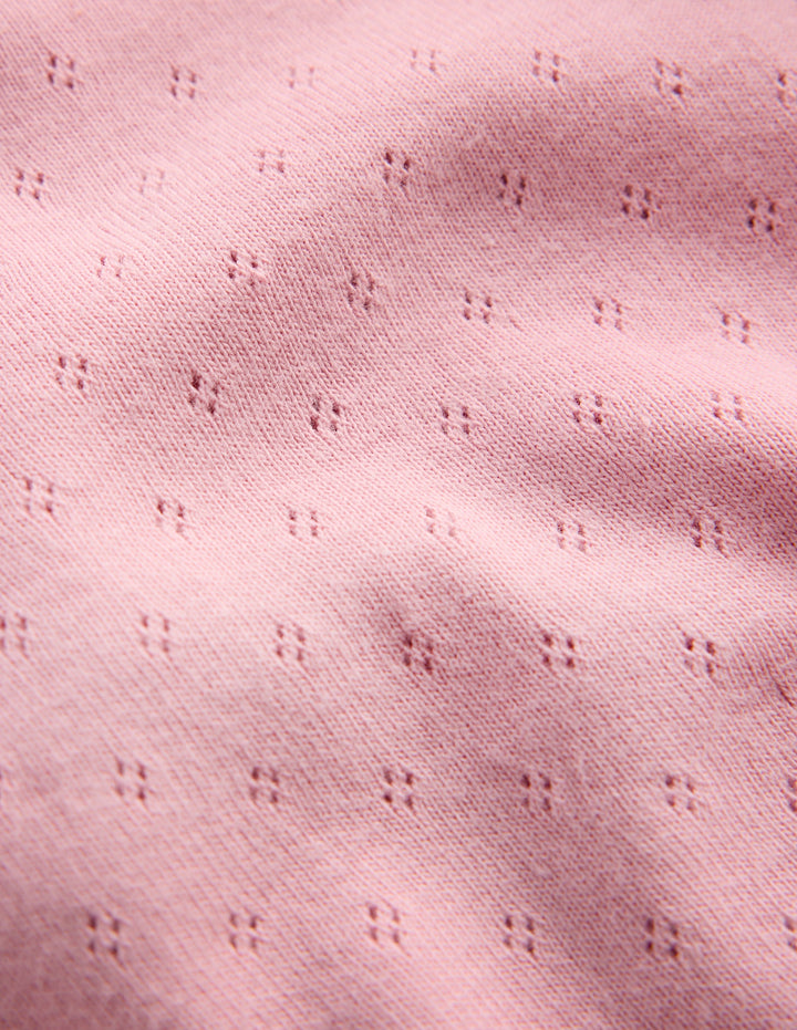 Cotton Pointelle Top-Pink