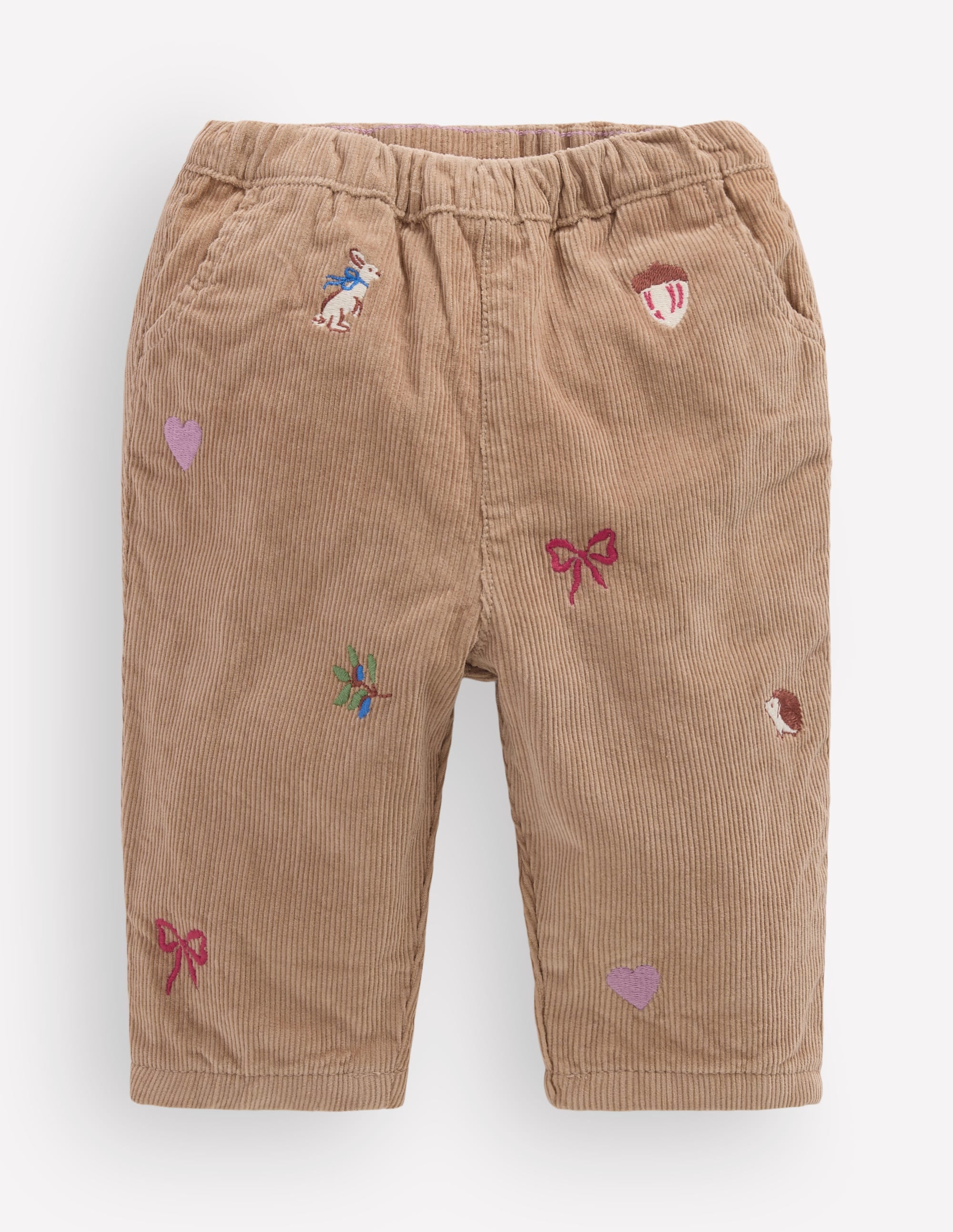 Cotton Cord Pants-Embroidered Taupe - Image 1