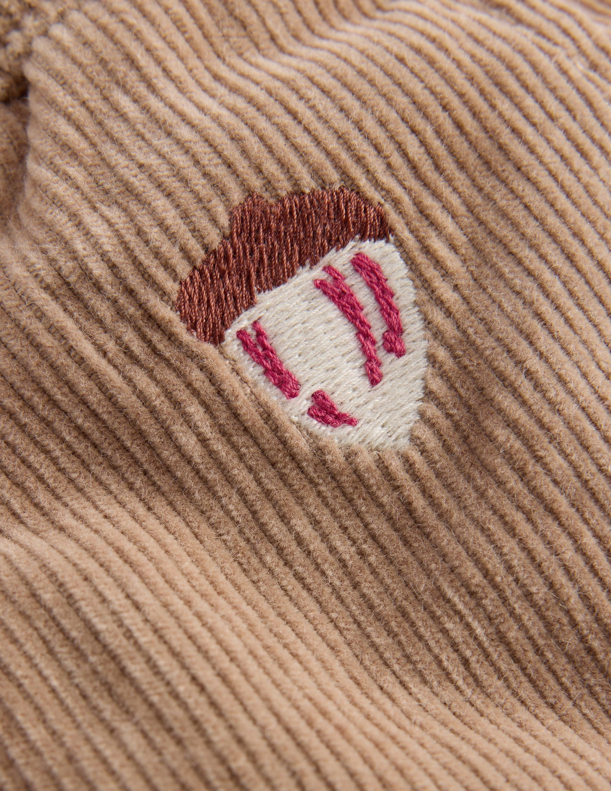 Cotton Cord Pants-Embroidered Taupe-3