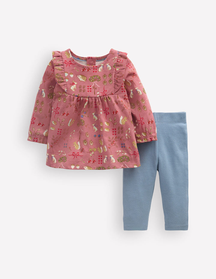 Jersey Tunic Set-Vintage Rose Woodland Friends
