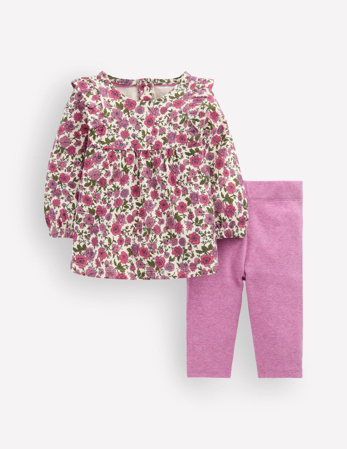 Jersey Tunic Set-Vintage Pink Flowerbed-1