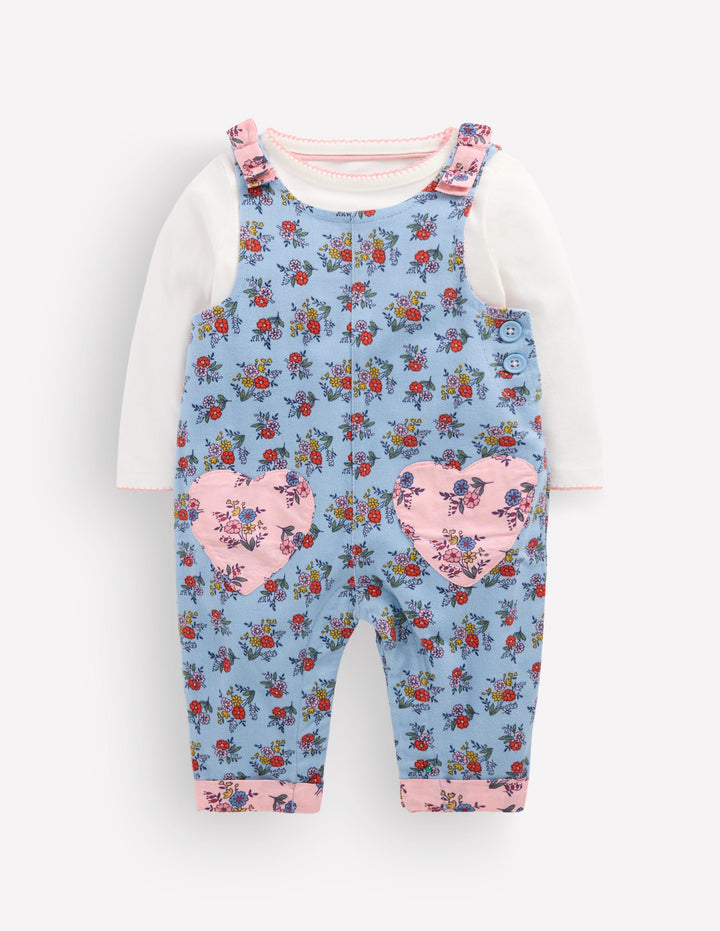 Woven Overalls Set-Blue Sprouting Garden
