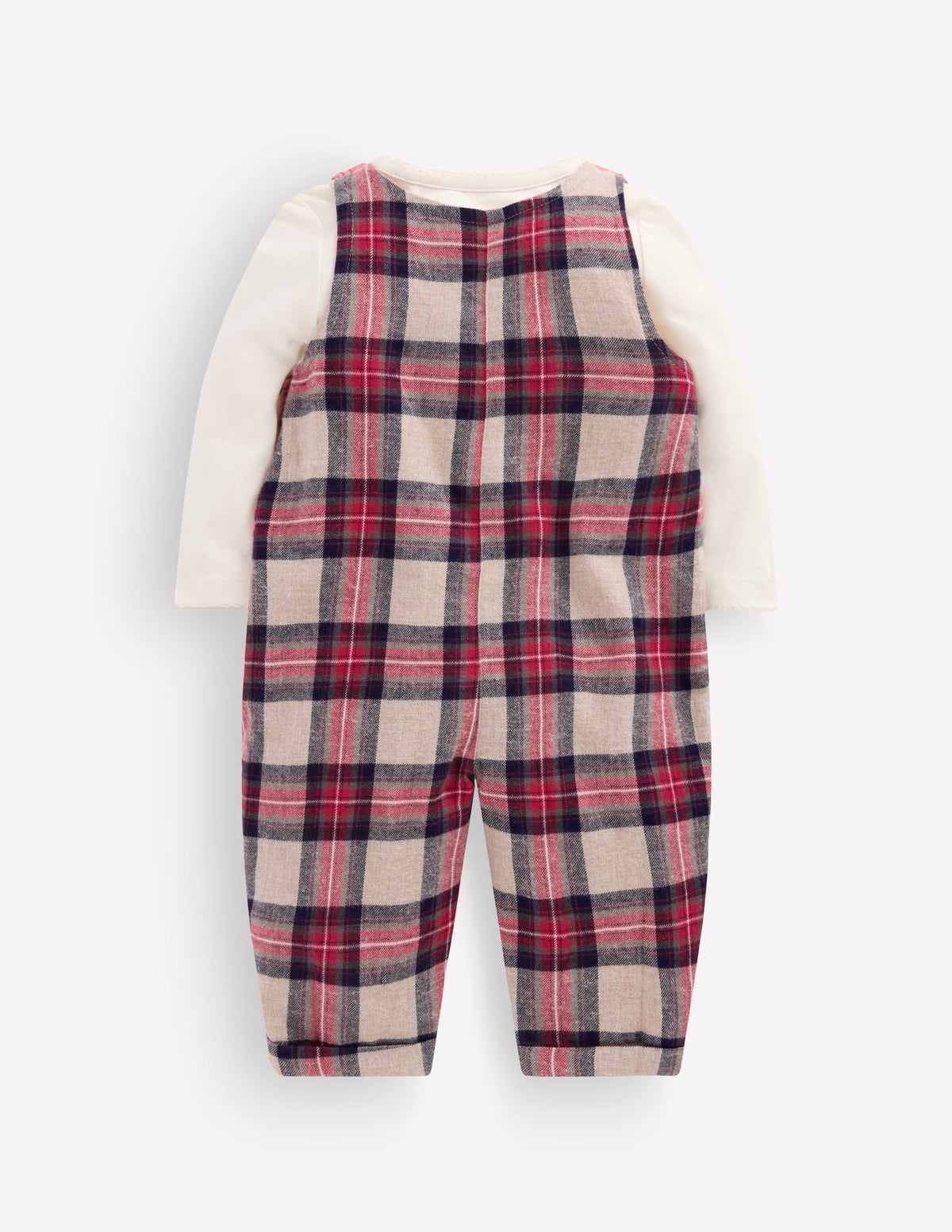 Woven Overalls Set-Oatmeal Check - Image 3