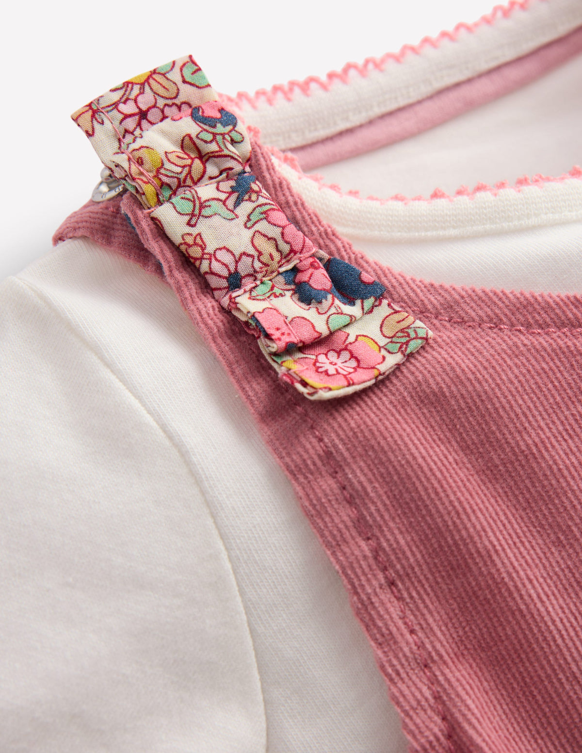 Woven Overalls Set-Formica Pink Floral Embroidery - Image 3