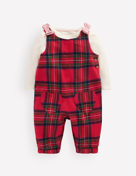Woven Overalls Set-Red Check