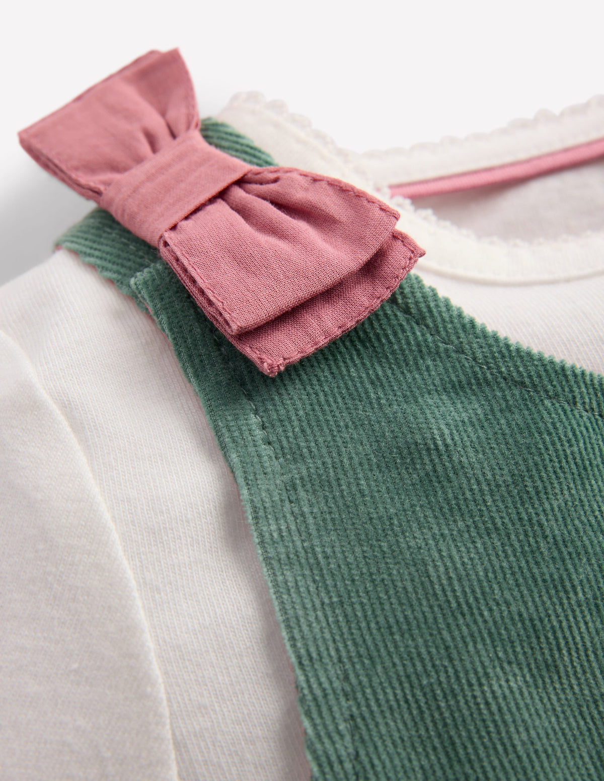 Woven Overalls Set-Larch Green Festive Embroidery - Image 2