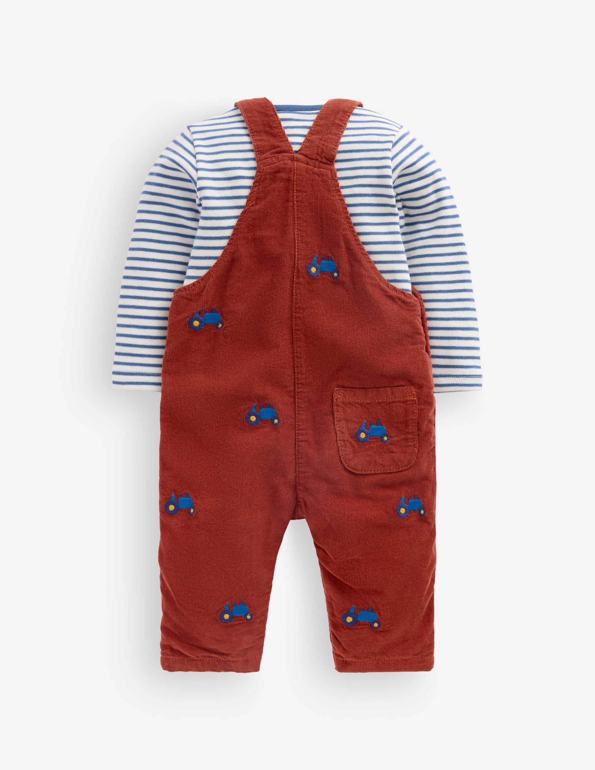 Woven Overalls Set-Brick Red Tractors-2