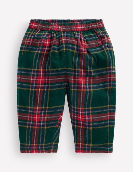 Woven Pull-on Pants-Green/Red Check