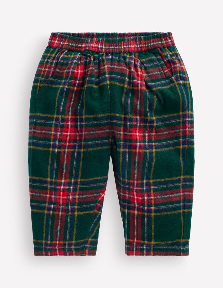 Woven Pull-on Pants-Green/Red Check