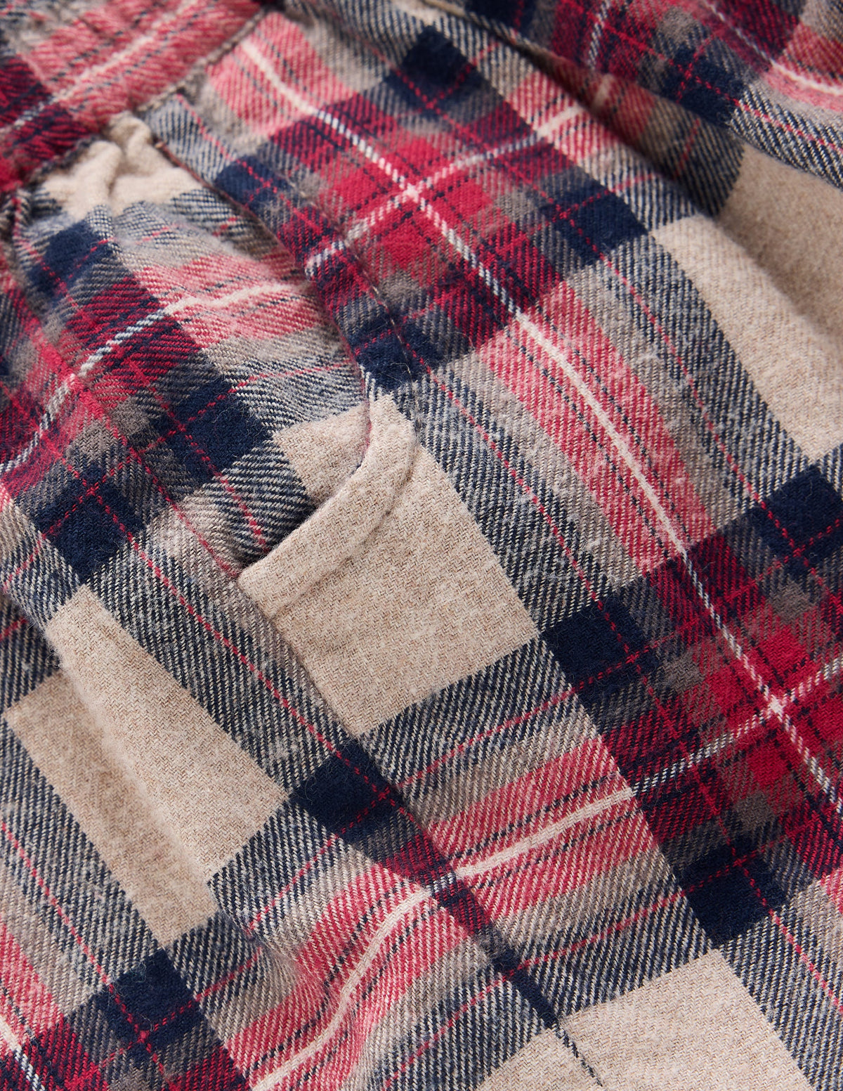 Woven Pull-on Pants-Oatmeal Check - Image 2