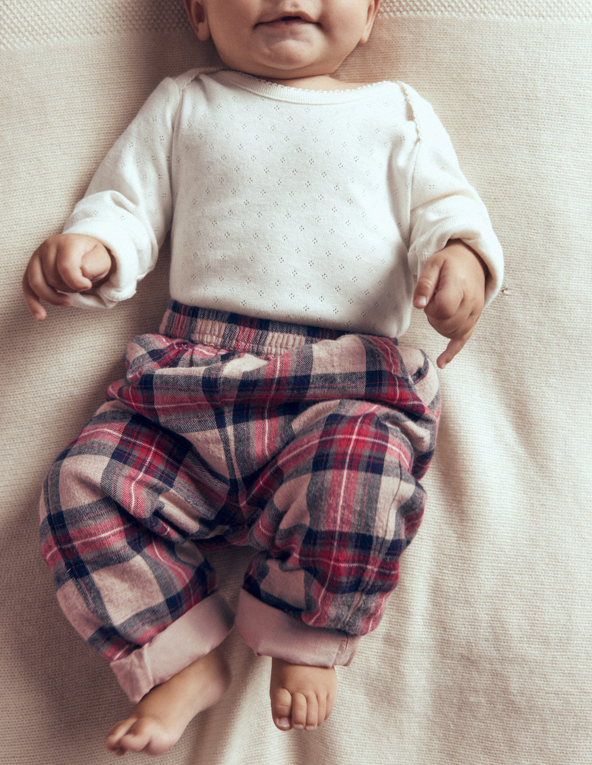 Woven Pull-on Pants-Oatmeal Check-3