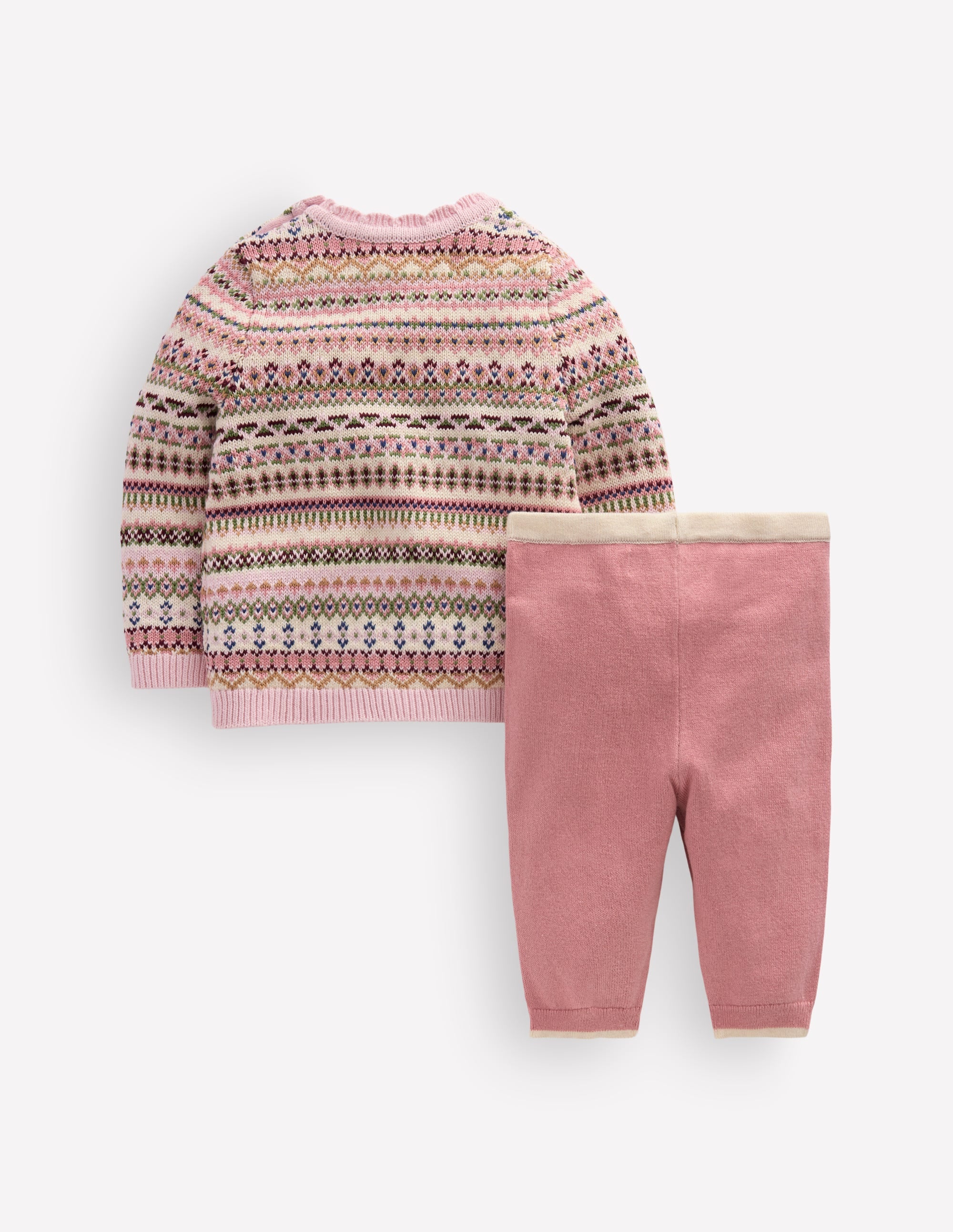 Fair Isle Knitted Sweater Set - Pink Heather | Boden USA