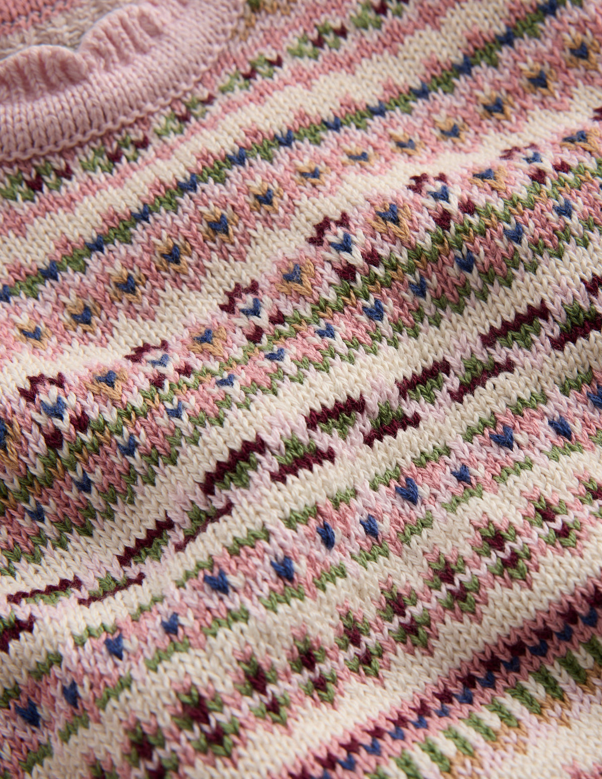 Fair Isle Knitted Sweater Set-Pink Heather-6