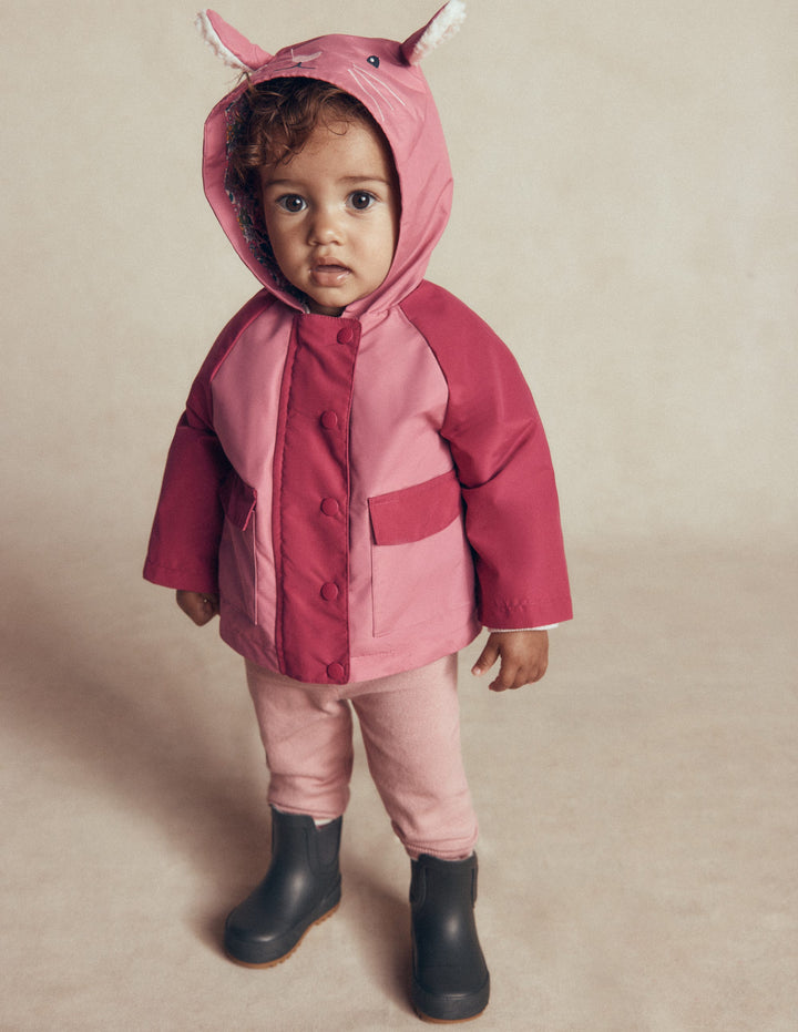 3-in-1 Shower Resistant Coat-Vintage Rose Bunny