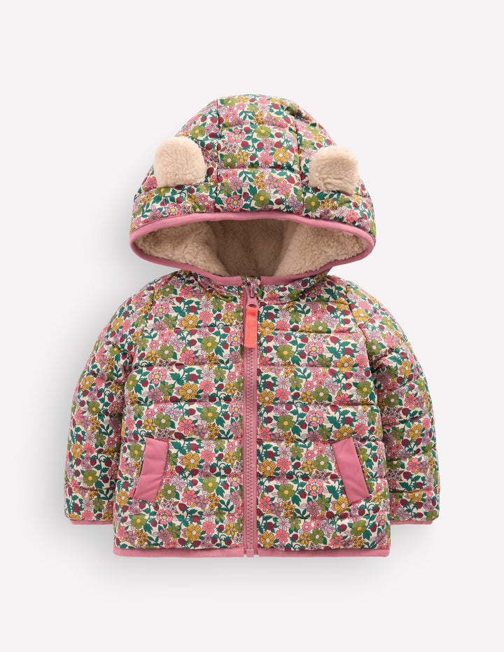 Cosy Lined Puffer Jacket-Papyrus Raspberry Floral
