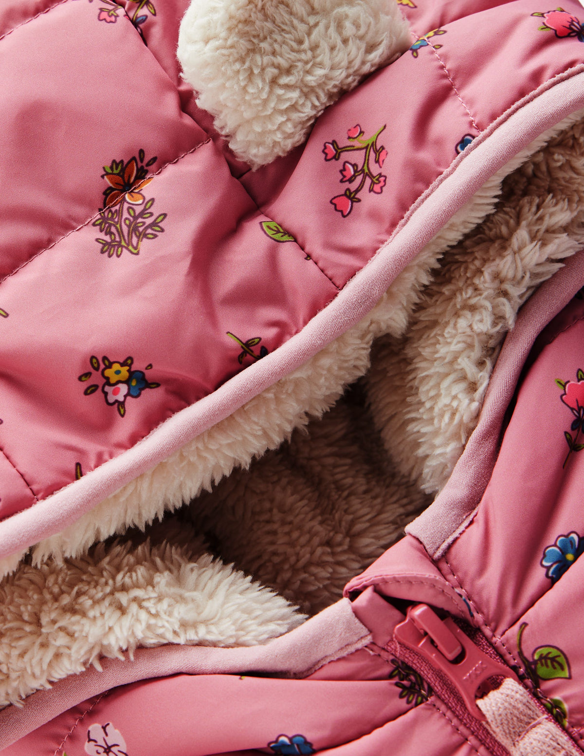 Cosy Lined Puffer Jacket-Pink Spaced Floral - Image 2
