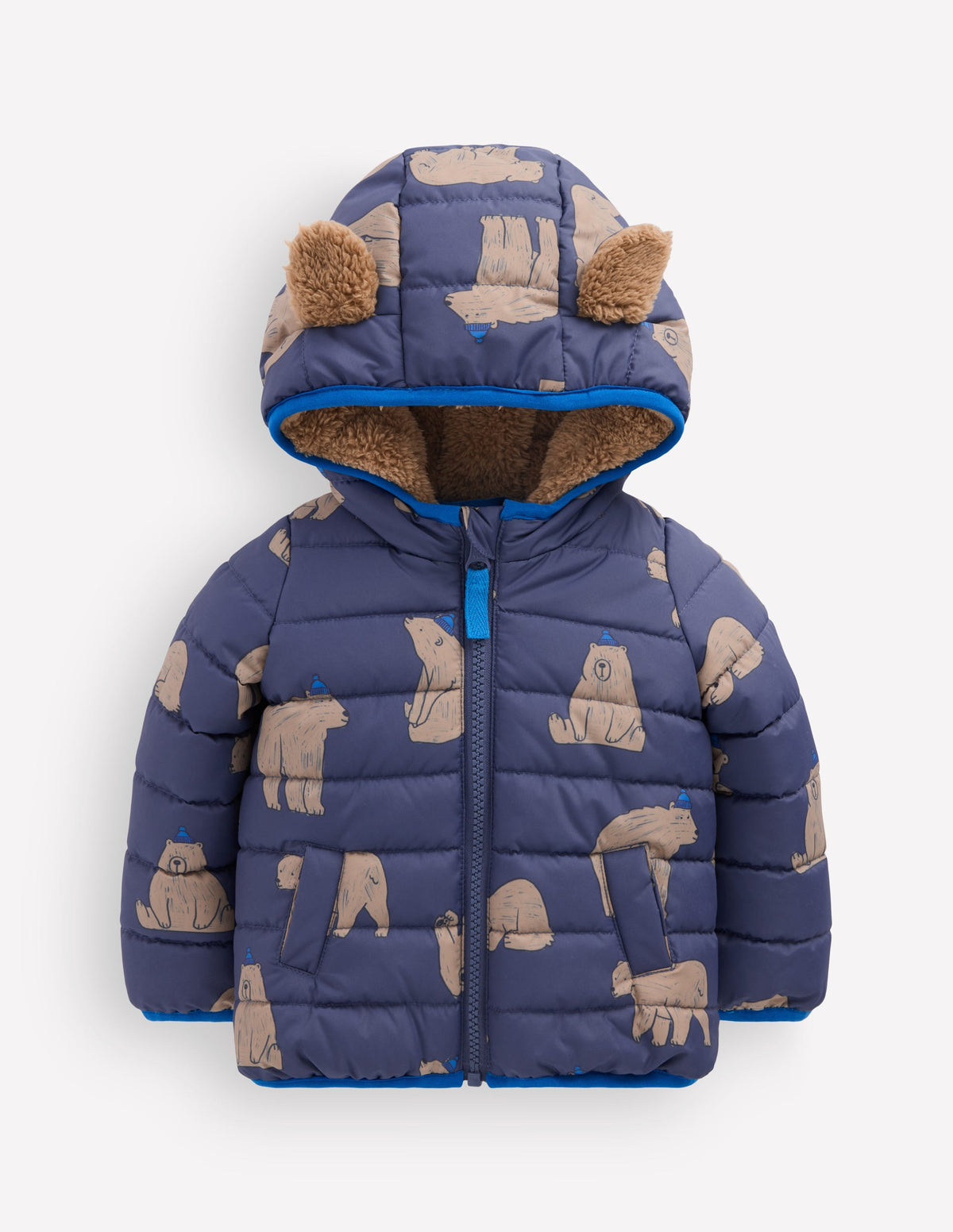 Cosy Lined Puffer Jacket-Navy Baby Bears - Image 1