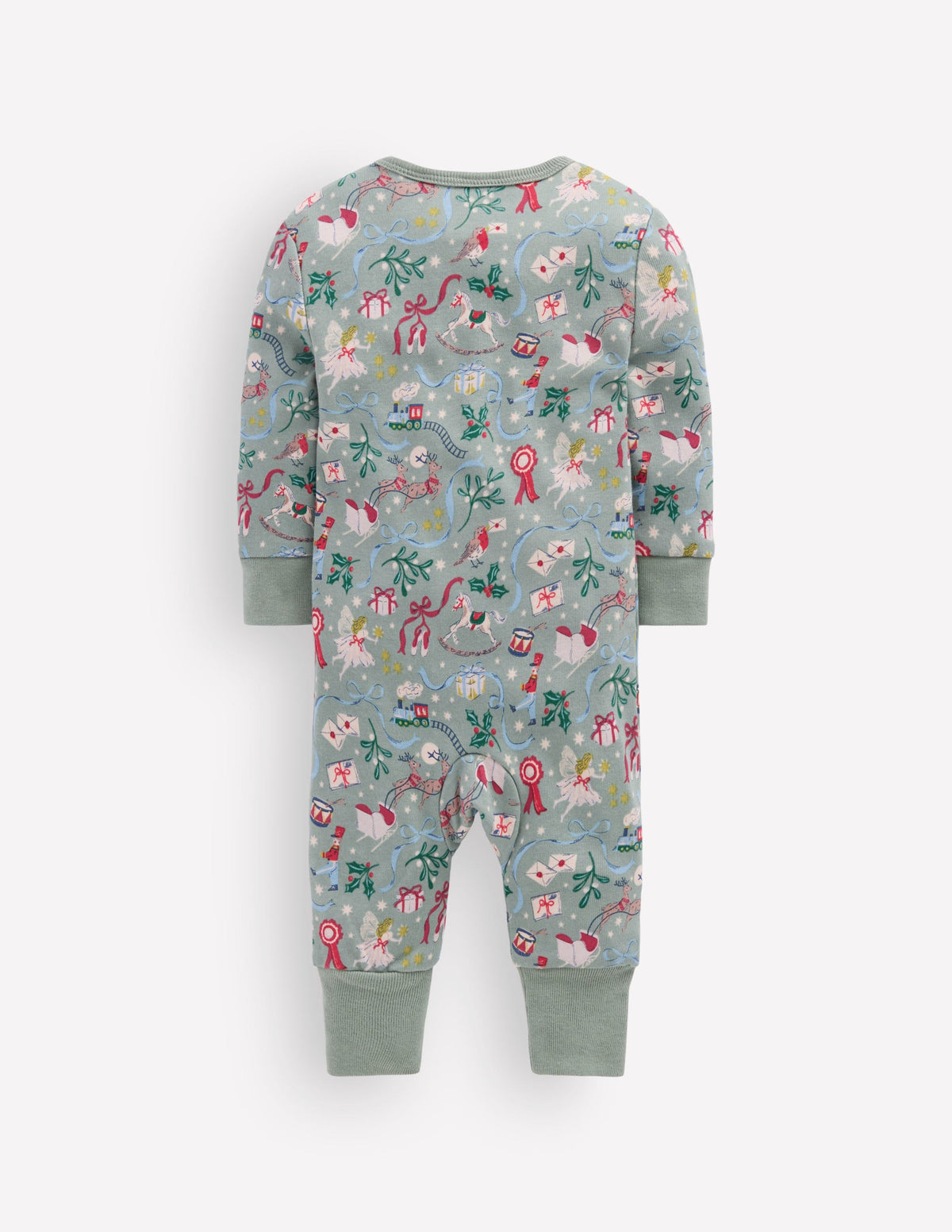 All-in-One Jersey Romper-Larch Green Festive - Image 3