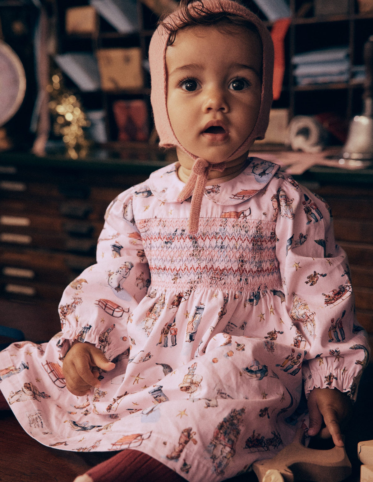 Pretty Smocked Dress-Pink Polar Post - Image 1