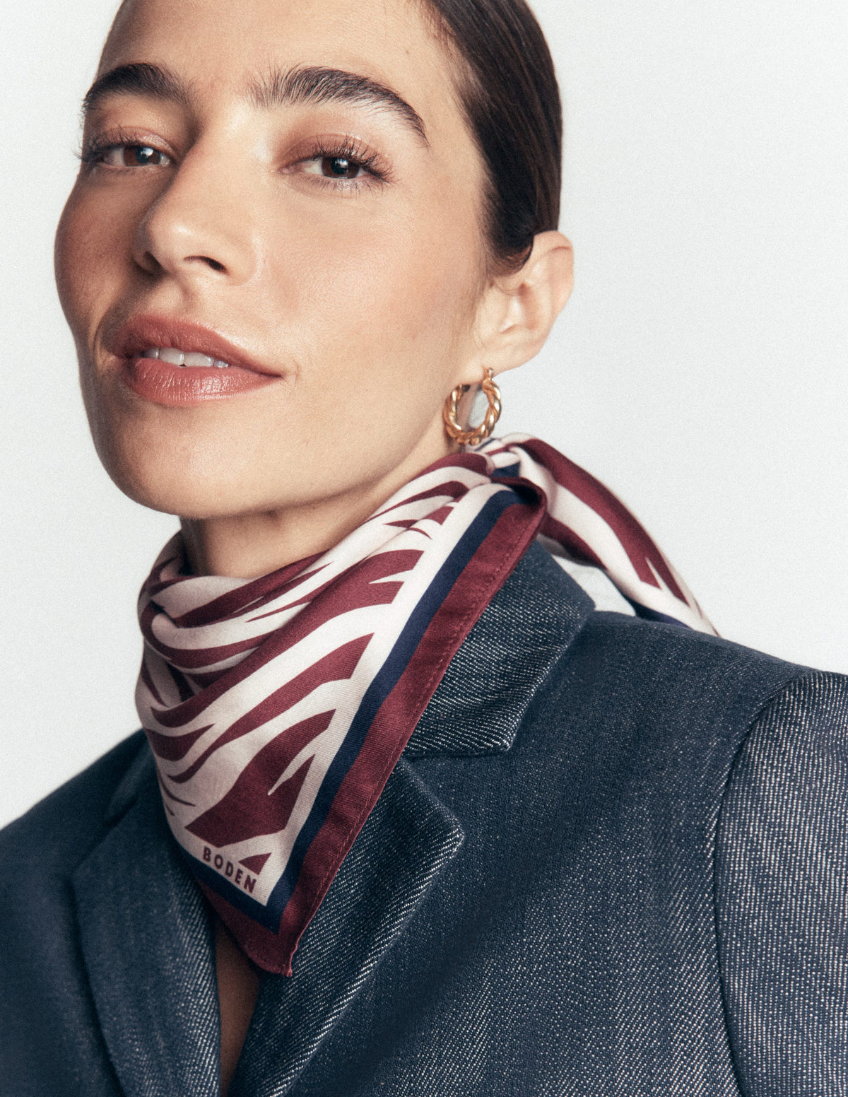 Elisabeth Silk Square Scarf-Chestnut, Zebra Swirl-2