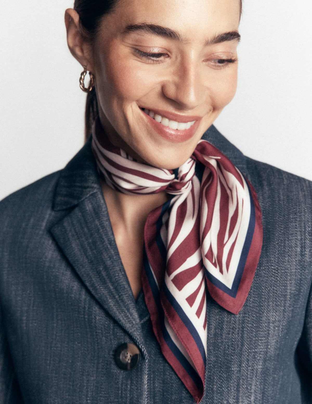 Elisabeth Silk Square Scarf-Chestnut, Zebra Swirl - Image 3