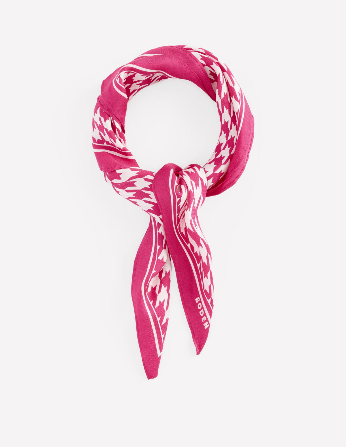 Elisabeth Silk Square Scarf-Pink Peony, Houndstooth-1