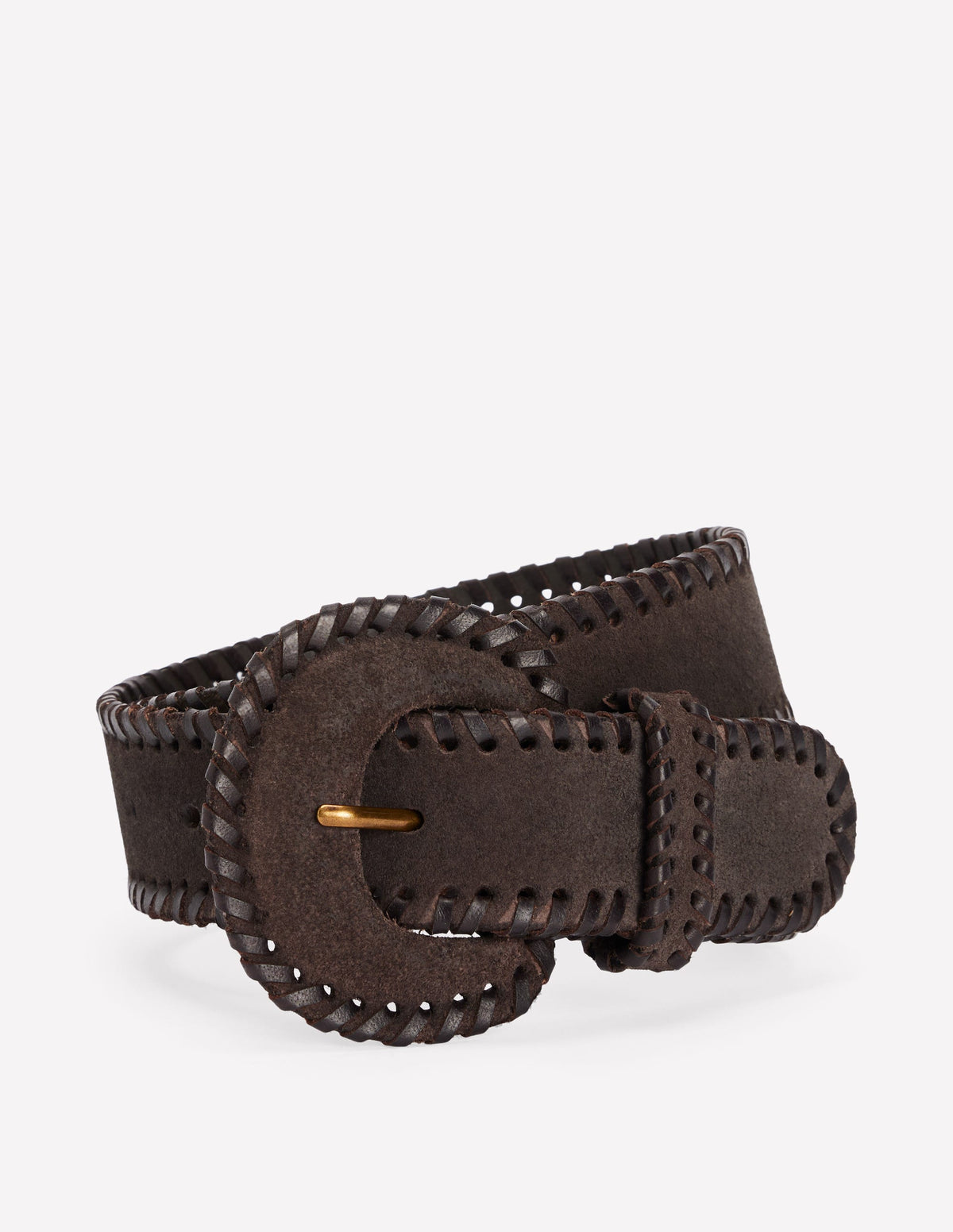 Covered Whipstitch Belt-Chocolate - Image 1