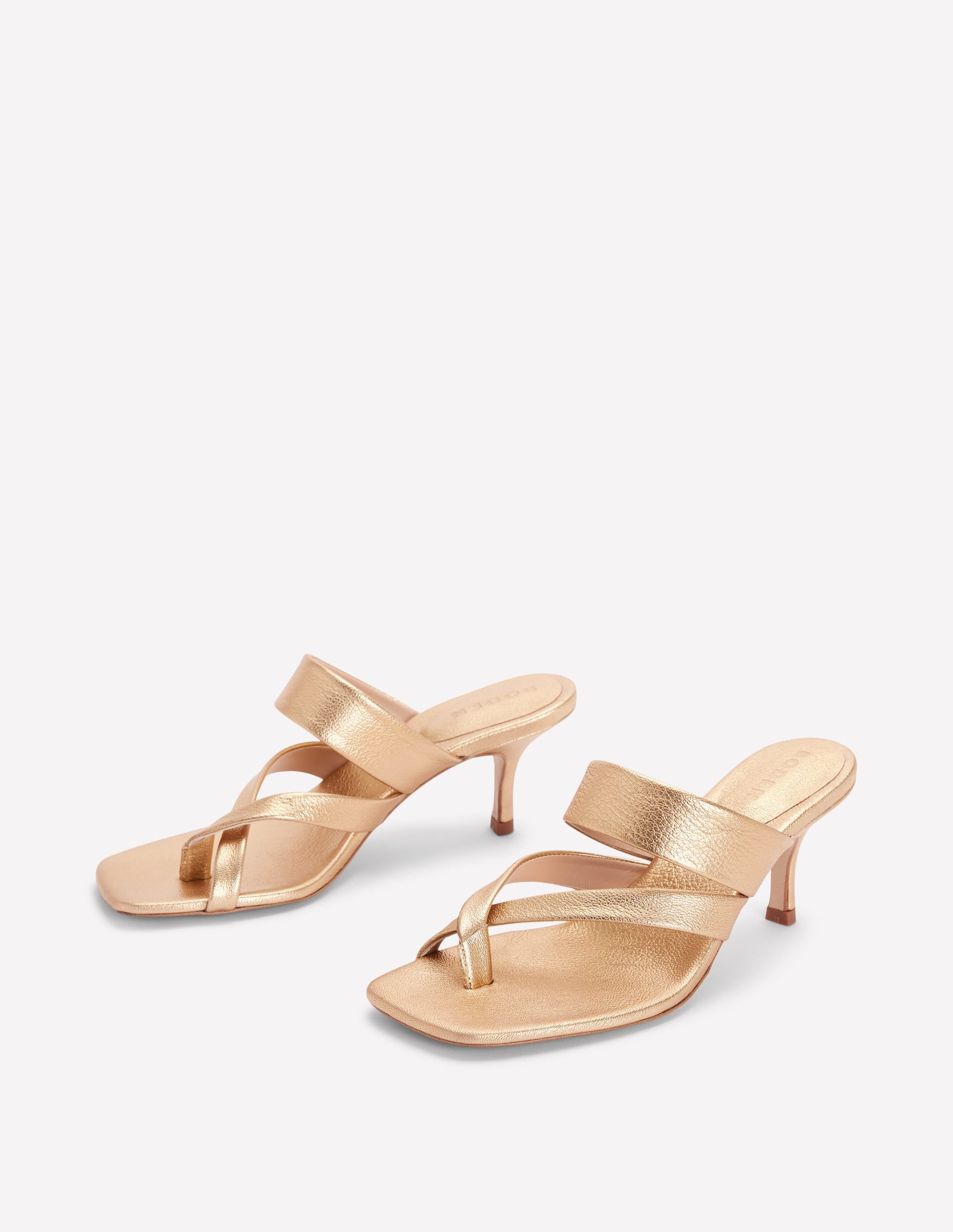 Toe Post Kitten Heels-Gold - Image 3