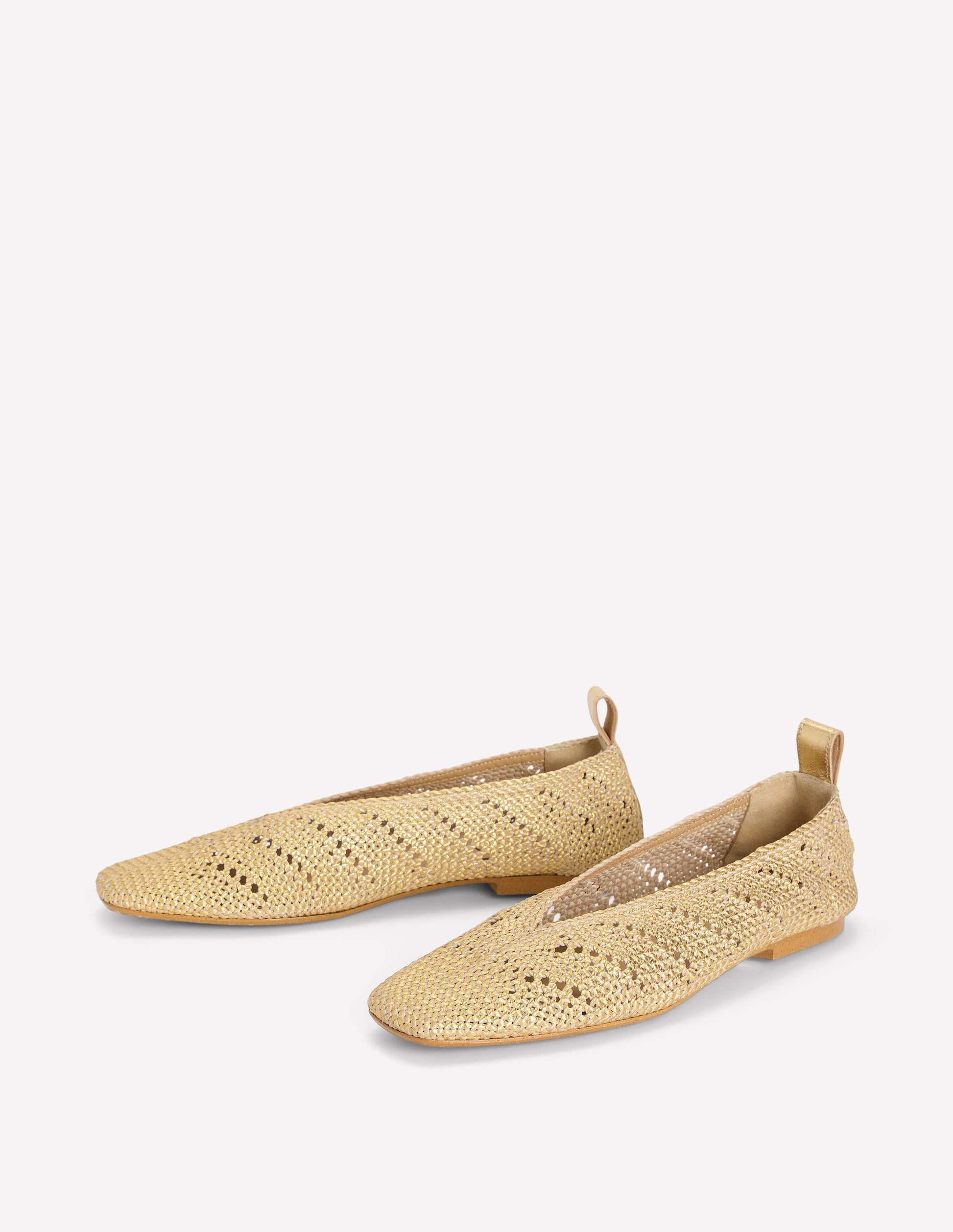 Knitted Ballet Flats-Gold Metallic-3