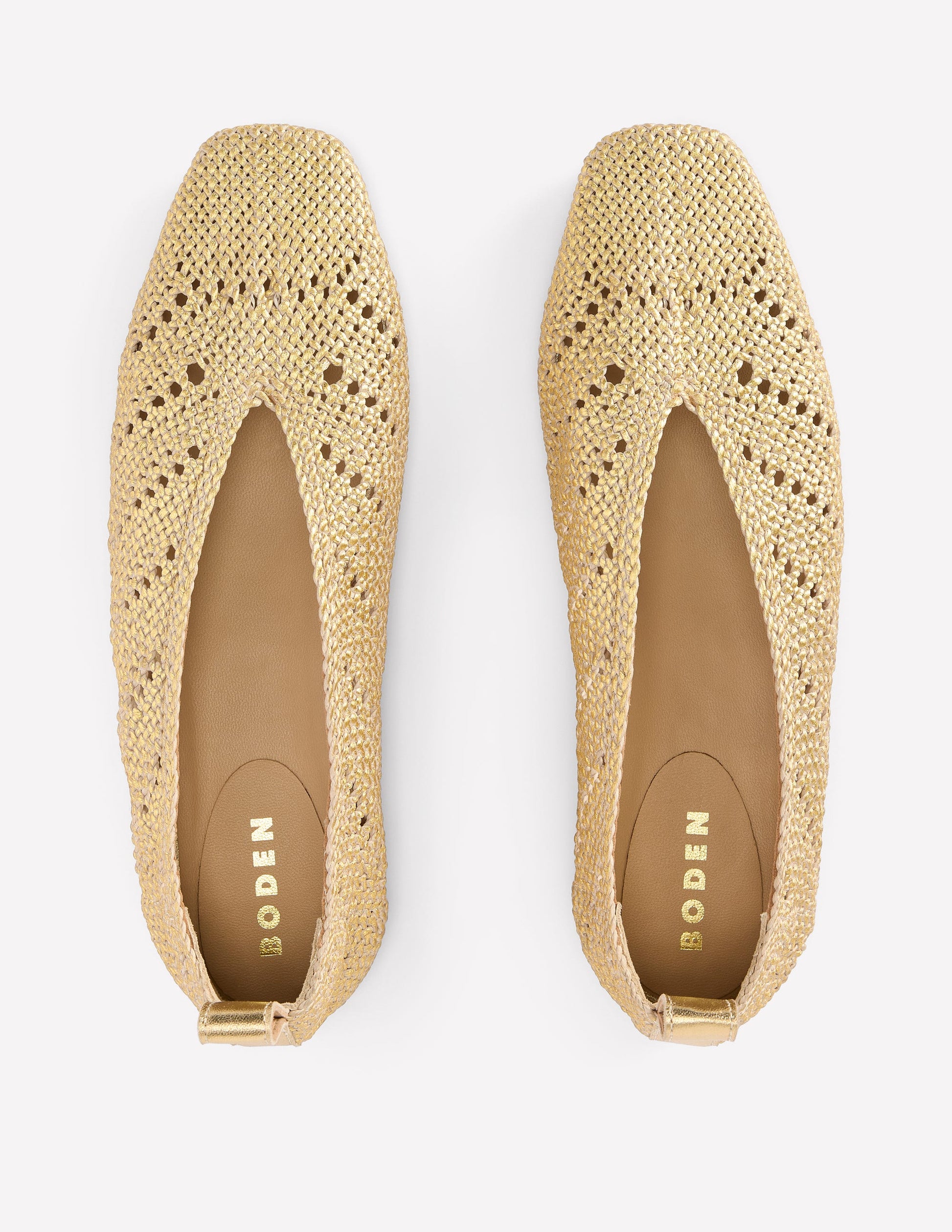 Knitted Ballet Flats-Gold Metallic-5