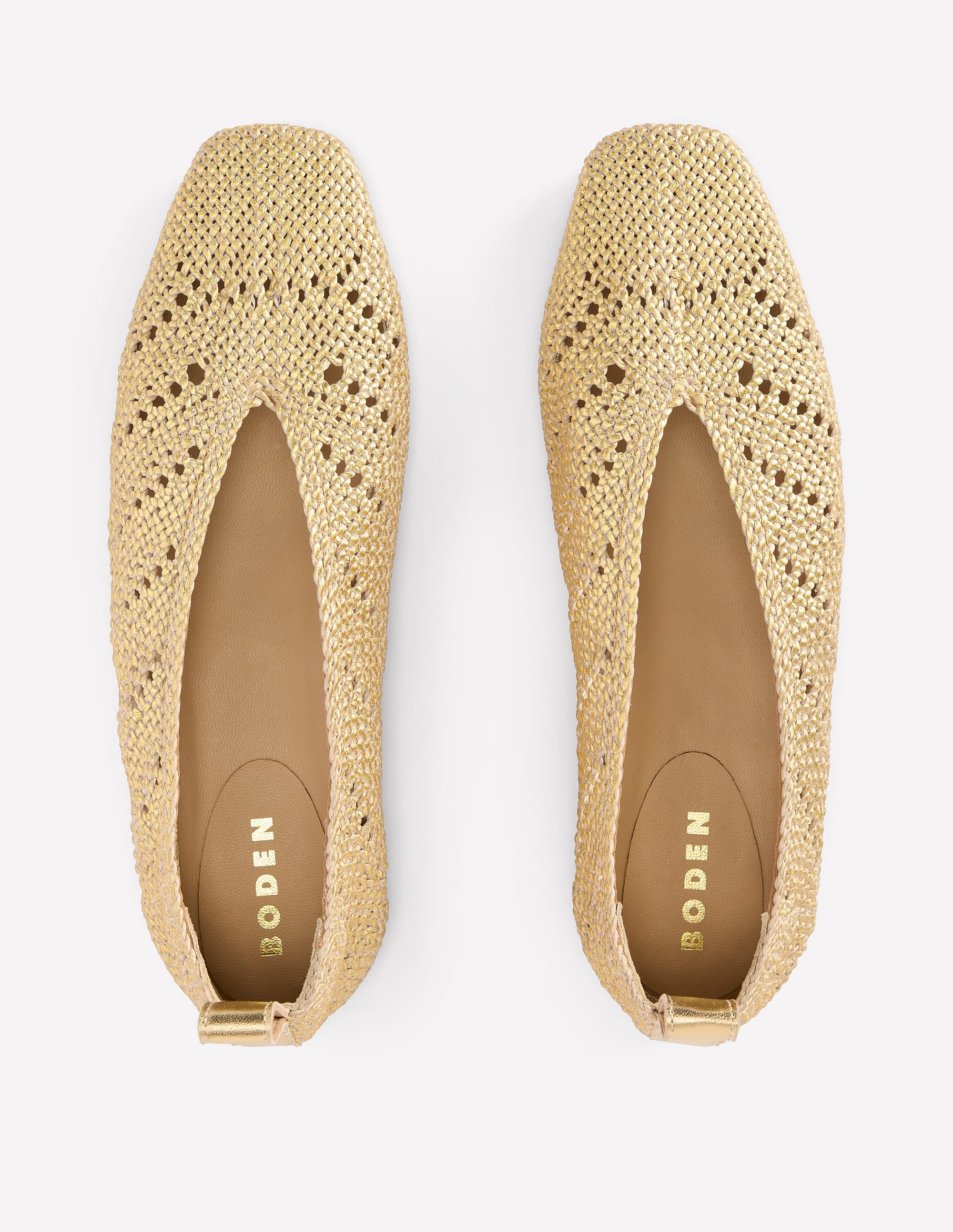 Knitted Ballet Flats-Gold Metallic - Image 5