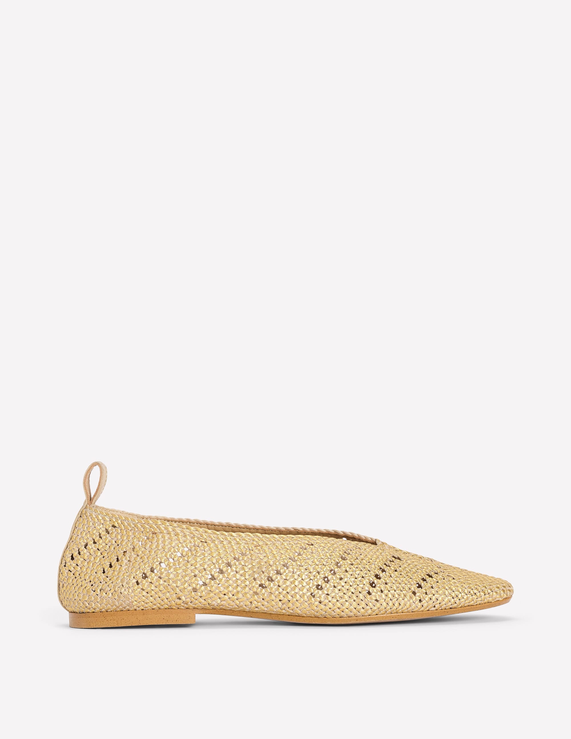 Knitted Ballet Flats-Gold Metallic - Image 1
