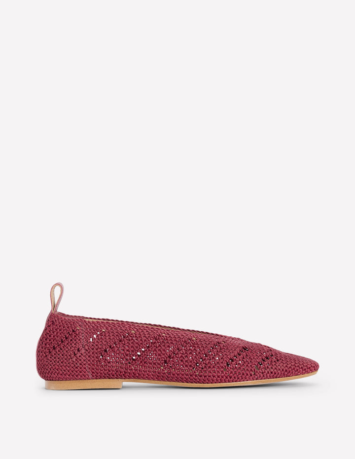 Knitted Ballet Flats-Oxblood