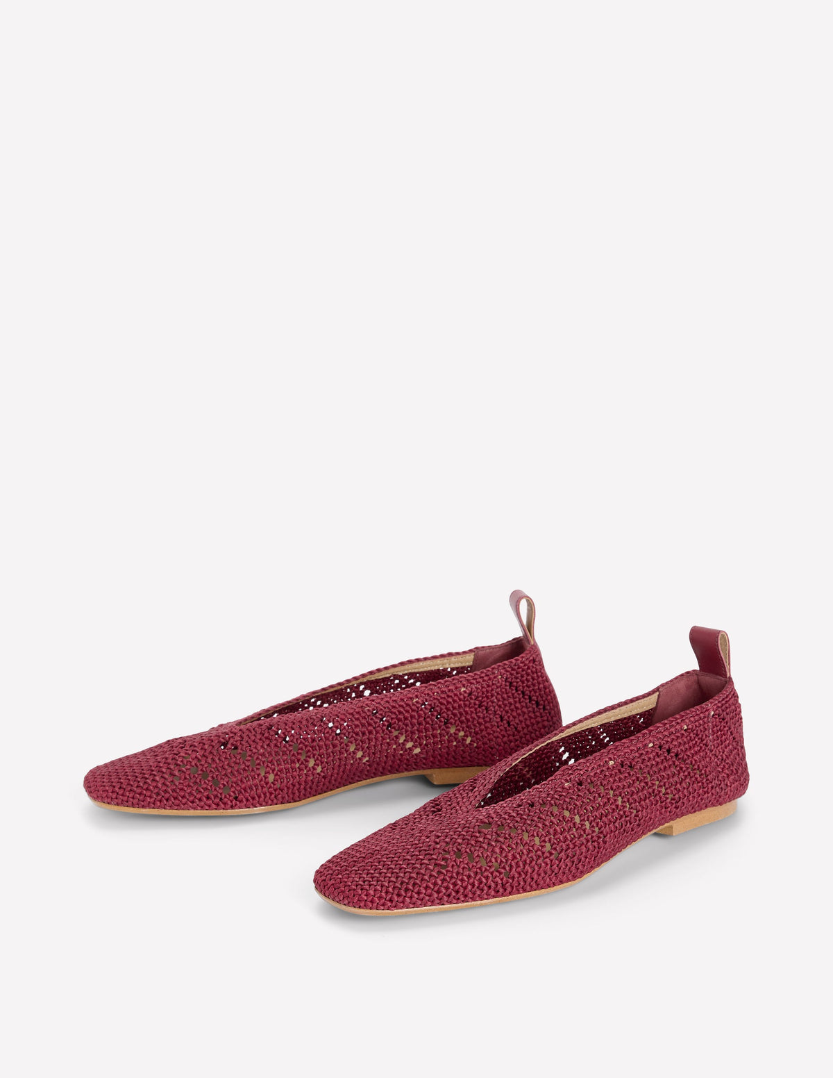 Knitted Ballet Flats-Oxblood-3