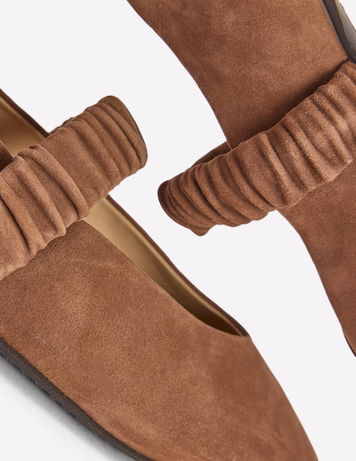 Camilla Ruched Ballet Flats-Raw Umber Suede - Image 4