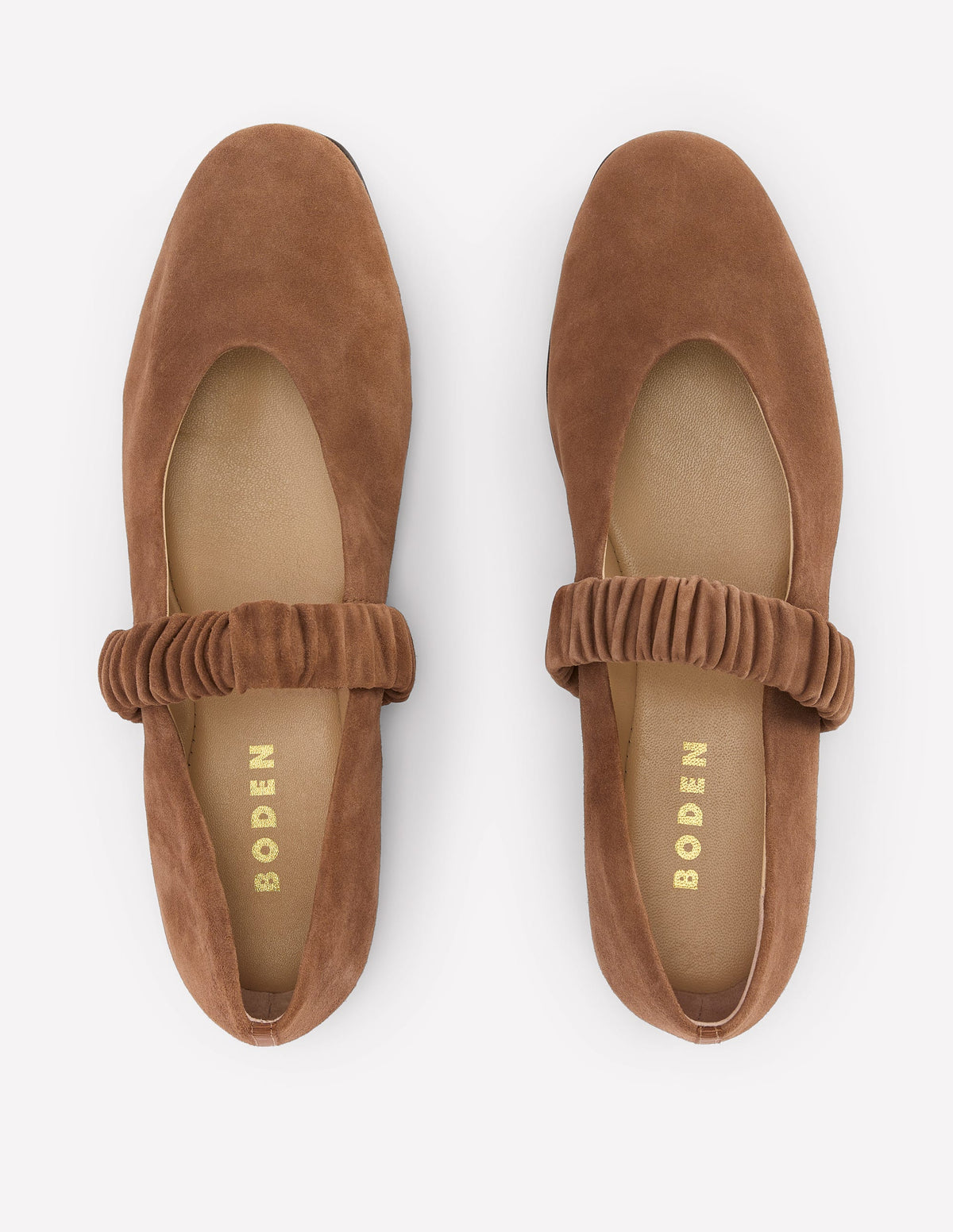 Camilla Ruched Ballet Flats-Raw Umber Suede - Image 5