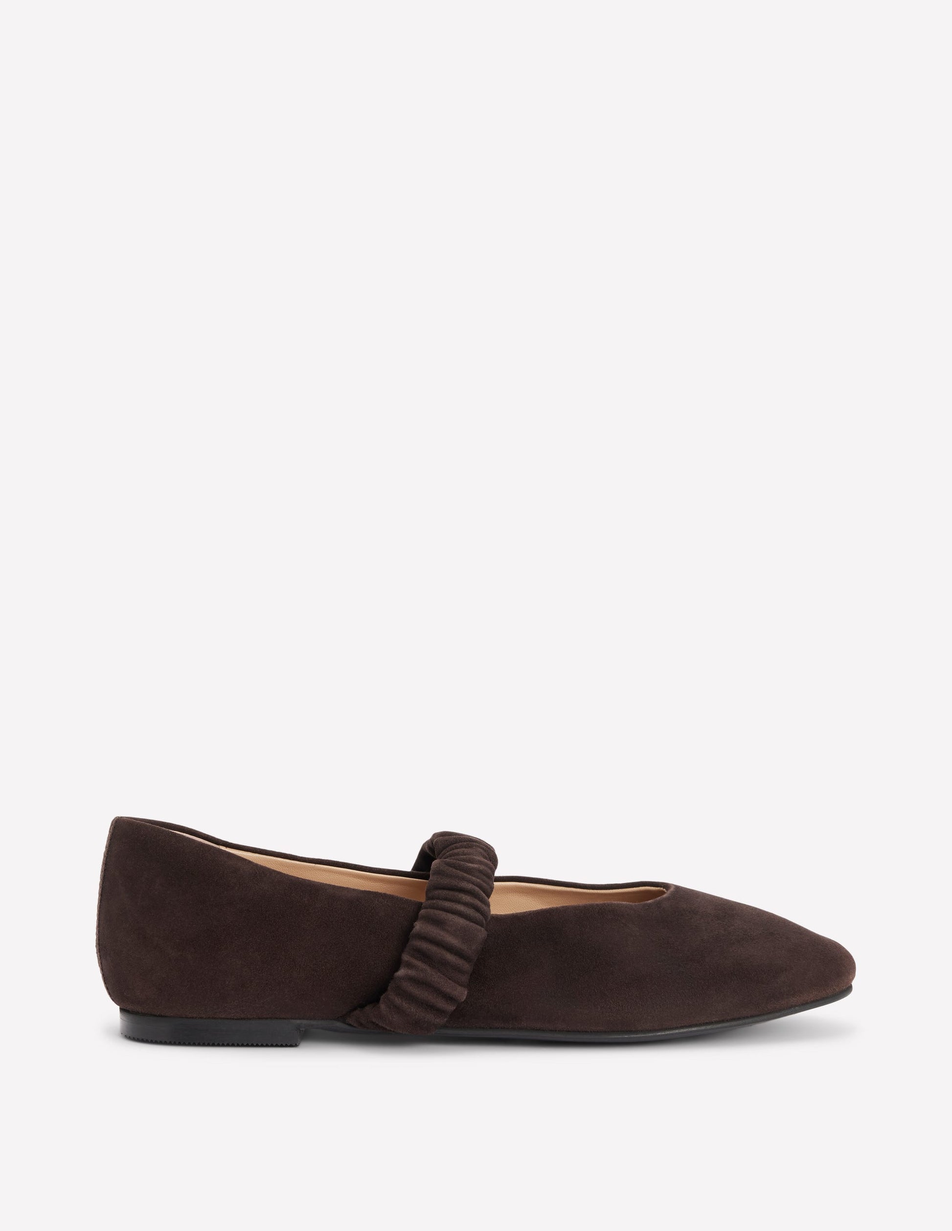 Camilla Ruched Ballet Flats-Bitter Chocolate-1