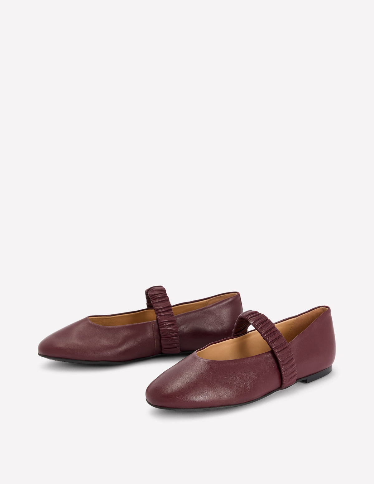 Camilla Ruched Ballet Flats-Oxblood-3
