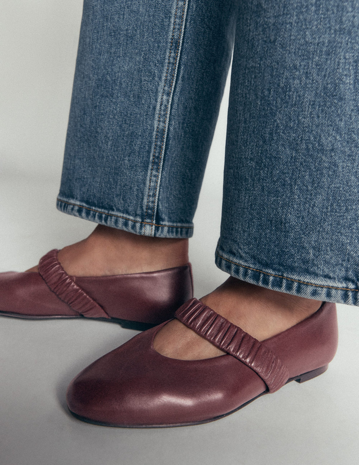 Camilla Ruched Ballet Flats-Oxblood-2