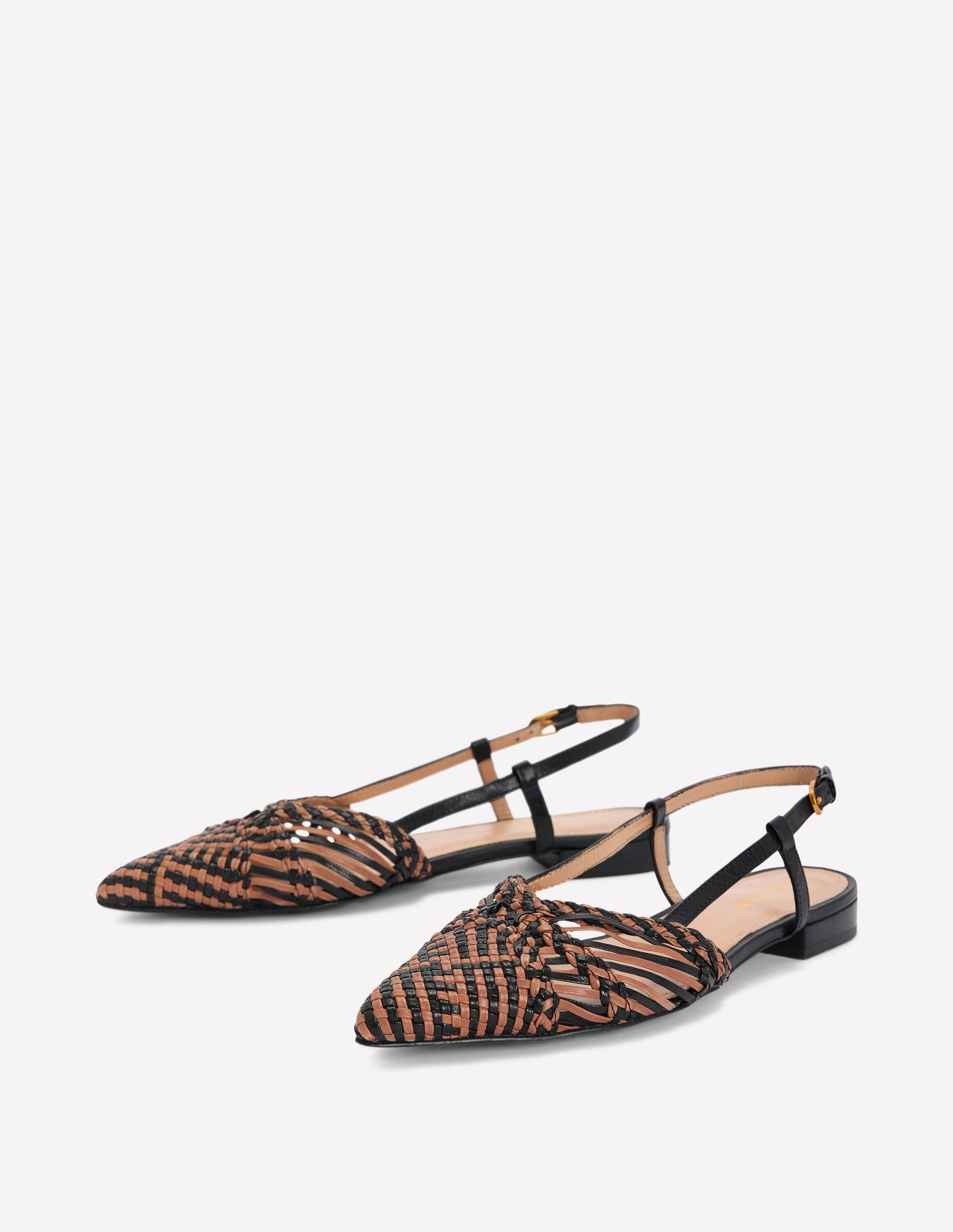 Woven Detail Pointed Flats-Black/ Neutral-3