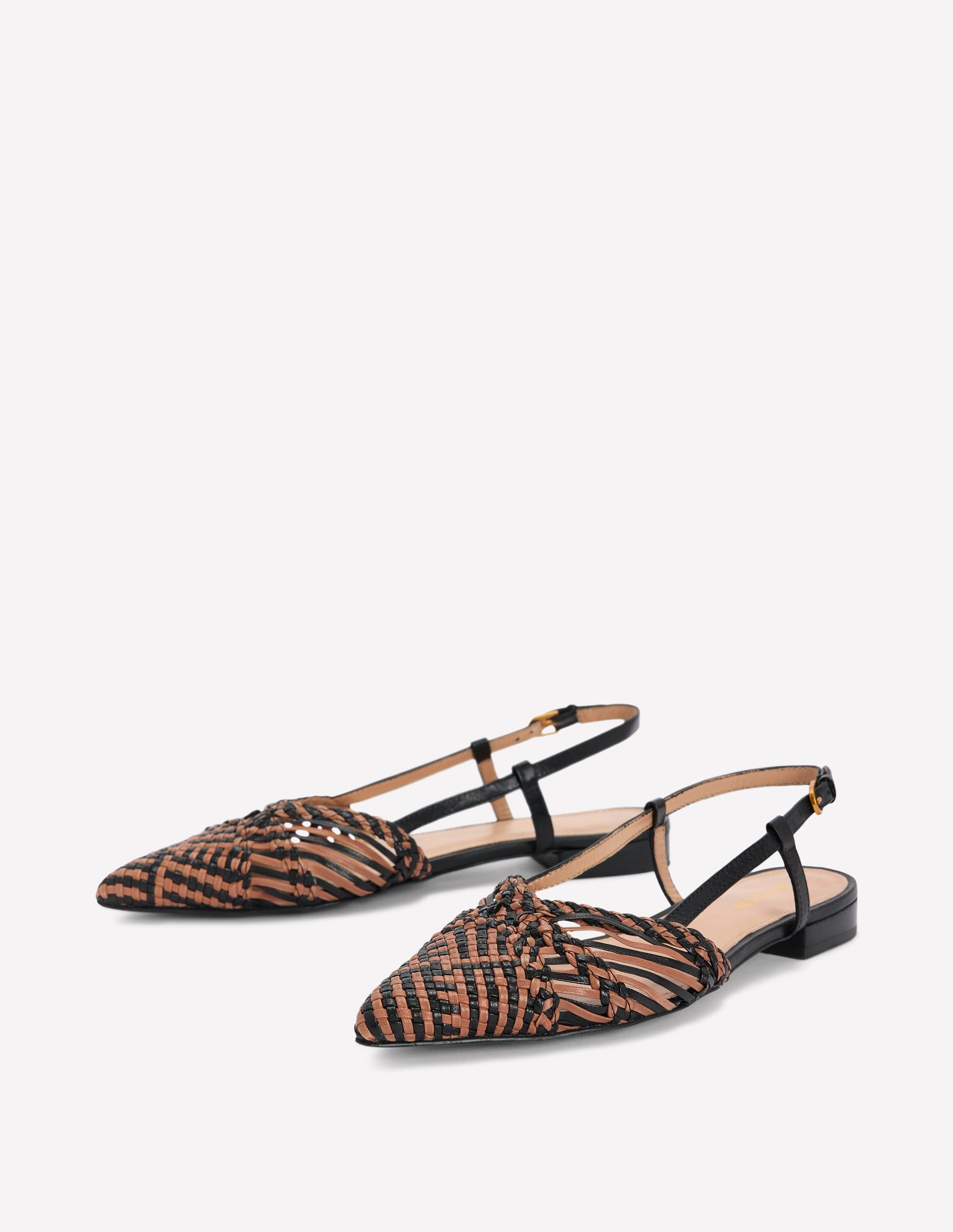 Woven Detail Pointed Flats-Black/ Neutral - Image 3